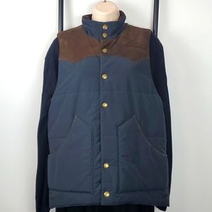 Hickey Puffy Snap Blue Brown Vest Men Made in Italy Size M